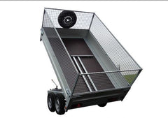 Remorque Benne ridelles grillagées 2 essieux de 750 kg 312 x 158 Pompe manuelle